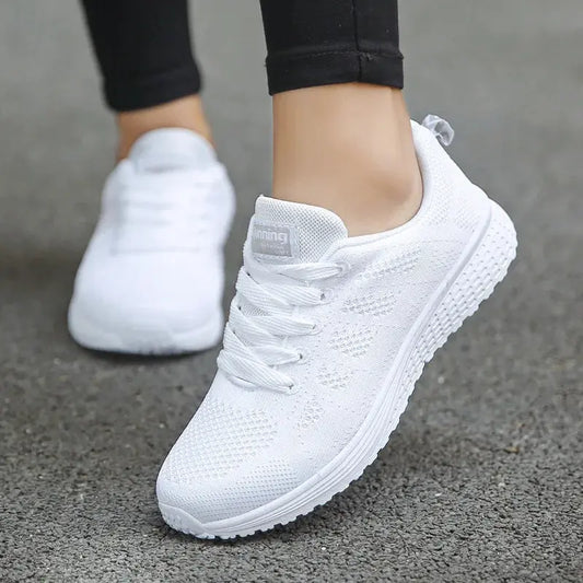 Women Casual Shoes Fashion Breathable Walking Mesh Flat Shoes Sneakers Women 2021 Gym Vulcanized Shoes White Female Footwear - Cox Costume LLC